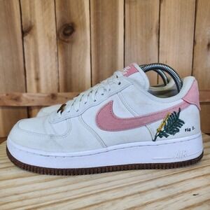 Nike Air Force 1 Catechu Shoes Womens 9 White Pink Canvas Botanical Sneakers